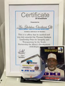 Recognition: Youth Partnership for African Development (YOUPAS) award LASBCA G.M