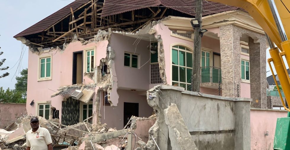 LASBCA DEMOLISHES 13 BUILDINGS VIOLATING BUILDING CODES.