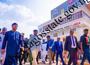 Gov. Sanwo-Olu at the commissioning of LASBCA office building